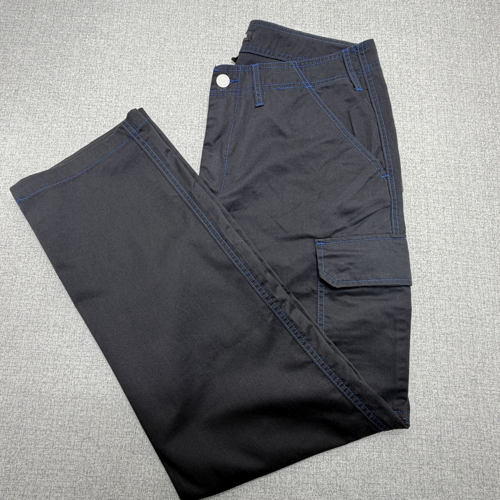 True‎ Religion Mens Cargo Pants Black Pacific Blue Contrast Stitch Size 34 NEW